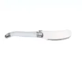 Laguiole stainless steel butter knife with white handle, perfect for spreading jam and food. - White