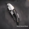 Professionele kelnersmes met zwart houten handvat en duurzame roestvrijstalen constructie - Standaard Zeepaardje Mes / Black Colored Wood Handle