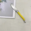 Stainless steel butter knife with yellow handle, elegant table cutlery for jam and spread. - Yellow