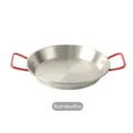Paellera duradera de acero inoxidable con llamativas asas dobles rojas para servir con estilo - 20cm / Mango Rojo