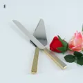 Elegante juego de pala y cuchillo para tartas de oro con mangos de cristal para bodas - Estilo Estrás Pavé Dorado (E)