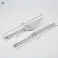 Set de lujo de cuchillo y pala para tarta en acero inox con mangos de cristal strass - Estilo Estrás Plateado Brillante (F)