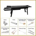 Outdoor large portable folding charcoal BBQ grill with comprehensive 8-piece tool accessory set - Double Side Shelf Set 3 (8-Piece Tool Set)