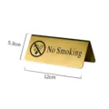 Gold stainless steel table tent no smoking sign desktop indicator hotel display plaque - Gold No Smoking Sign (English)