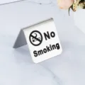 Stainless steel no smoking table sign 5x5cm metal desktop indicator restaurant bar decor - No Smoking