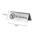 Stainless steel table no smoking sign, durable triangular metal desk plaque, 12x5.3cm size. - Silver No Smoking Sign (English)