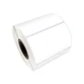 Detailed view of a roll of blank white rectangular removable writable label stickers - 120 Pieces/Pack / White