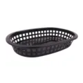 Vue détaillée d'un panier de restauration rapide ovale noir de 9 pouces en plastique - 1 Pièce / Noir