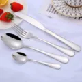 4-piece stainless steel cutlery set with dinner knife fork and spoons in silver finish - Four-Piece Set / Silver