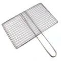 Durable stainless steel BBQ grill basket with long handle for grilling fish and vegetables - Mini Size / 19x33