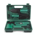 Gardening Tool Set with Plastic Storage Case Portable Plant Shovel Spray Bottle Shears - Green 5-Piece Set