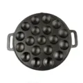 24cm cast iron Takoyaki pan with 19 holes and double handles for stovetop cooking - Dual-Ear 19-Hole Pan