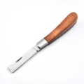 Navaja plegable de electricista en acero inoxidable con mango ergonómico de madera de rosa - Hoja Recta