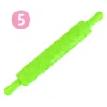 Groene plastic deegroller met reliëf en bloemmotief voor fondant en doe-het-zelf bakken - Groen Bloemen Diamant Stijl (5) / 36.5*5.6*5cm