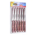 Juego de 6 cuchillos para bistec de acero inoxidable con mango veteado de madera - Estilo de Cuchillo Mixto / 12 Unidades