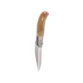 Stainless steel folding pocket knife with unique horn handle for outdoor camping and daily use. - Yak Horn