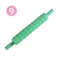 Groene kunststof deegroller met bloemenpatroon voor fondant bakken - Lichtgroen Planten Patroon Stijl (9) / 36.5*5.6*5cm