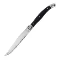 Stainless steel steak knife with laser Damascus pattern and black handle for home. - Plastic Handle Steak Knife / Black