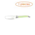 Laguiole style butter knife with light green handle, stainless steel blade, 1 piece pack. - 1 Green Plastic Handle Butter Knife