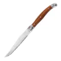 Stainless steel steak knife with wooden handle laser pattern serrated table knife dining tool - Plastic Handle Steak Knife / Wood Grain
