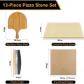Complete vierkante cordieriet pizzasteenset met bamboe pizzaschep en afmetingen - 38X30X1.5CM Set