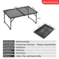 Black portable folding camping mesh table with product dimensions and specifications - 6040 Regular Style / Without Bag