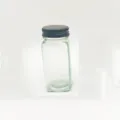 Pot à épices en verre carré avec couvercle en métal noir 120ml récipient de cuisine - 120ML / Couvercle Noir