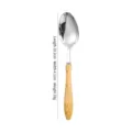 High-quality 304 stainless steel dining spoon featuring a natural ash wood handle, 19.2cm - Dinner Spoon / 19.2x4.1cm