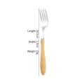 Premium 304 stainless steel dinner fork with elegant ash wood handle, 18.5cm length - 18.5x2.3cm