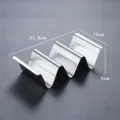 Durable stainless steel taco holder rack with 3 slots, measuring 21.5x10x5cm for kitchen - 3-Slot U-Shaped Taco Holder with Handle