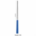 Premium Koreaanse holle 304 roestvrijstalen eetstokjes met blauwe handgrepen, 238 mm - 23,8 cm / Blauw Zilver
