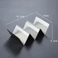 Professional stainless steel taco holder stand with 3 compartments and dimensions shown - 304 Stainless Steel 2-3 Slot V-Shaped Taco Holder