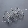Durable stainless steel taco holder stand with clear metric dimensions 13.5x6.3x4.5cm - 2-3 Slot V-Shaped Taco Holder