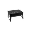 Portable large folding charcoal barbecue grill for outdoor camping with black finish - S