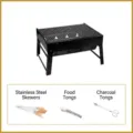 Portable folding charcoal BBQ grill with 3-piece tool set including skewers and tongs - Small Size Set 1 (Basic 3-Piece Tool Set)