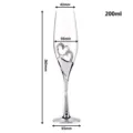 Elegant heart-shaped champagne flute with rhinestones, silver stem and 200ml capacity - Single Gift Box / Silver