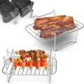 Doppelschichtiges Grillgestell aus Edelstahl für Heißluftfritteusen mit Spießen - Components