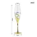 Elegant gold champagne flute featuring crystal heart design, 200ml capacity variant - Single Gift Box / Gold