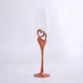 Elegant rose gold heart champagne flute with crystal rhinestones for weddings and events. - Single Gift Box / Rose Gold