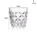Transparent diamond cut crystal whiskey glass with 315ml capacity and dimensions shown - 315ml (89x98mm)