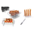 Edelstahl Heißluftfritteuse Grillrost-Set mit Grillspießen und Servierzange für die Küche - 4-teiliges Set