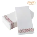 50 serviettes en papier jetables avec bordure florale élégante en or rose - Serviette à Motif Or Rose