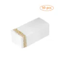 Lot de 50 serviettes de table jetables blanches avec un élégant motif floral doré - Serviette à Motif Doré