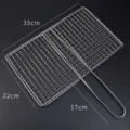 Thickened stainless steel barbecue grill net clip for fish and vegetables 35x22cm - S / 22x35