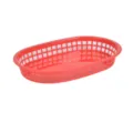 Panier de restauration rapide ovale en plastique rouge de 9 pouces pour servir frites - 1 Pièce / Rouge