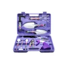 Gardening tool set with purple storage case, durable metal trowel, pruner and spray bottle. - Purple 10-Piece Set