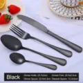 Matte black stainless steel 4-piece cutlery set with dinner knife fork and spoons - Four-Piece Set / Black