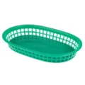 Panier ovale en plastique vert de 9 pouces pour frites et collations - 1 Pièce / Vert