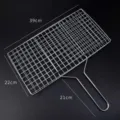 Stainless steel fish grill basket 39x22cm mesh with a 21cm long secure handle - Classic / 25x39