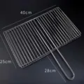 Rejilla de barbacoa de acero inoxidable para pescado con superficie de 40x25 cm y mango - 25x40